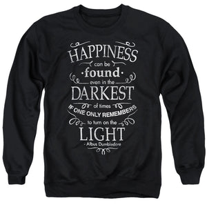AN OFFCIALLY LICENSED HARRY POTTER HAPPINESS ADULT UNISEX CREWNECK SWEATSHIRT BLACK