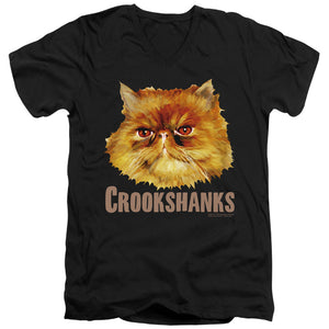 AN OFFCIALLY LICENSED HARRY POTTER CROOKSHANKS COLOR MEN'S V-NECK T-SHIRT BLACK