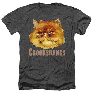 AN OFFCIALLY LICENSED HARRY POTTER CROOKSHANKS COLOR MEN'S HEATHER T-SHIRT CHARCOAL