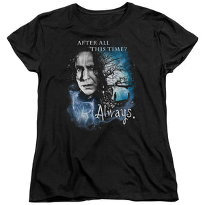 AN OFFCIALLY LICENSED HARRY POTTER ALWAYS WOMEN'S REGULAR FIT T-SHIRT BLACK