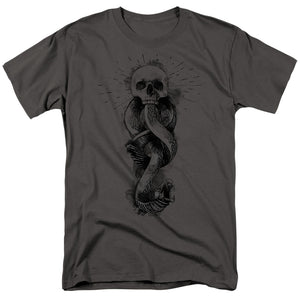 AN OFFCIALLY LICENSED HARRY POTTER DARK MARK INK MEN'S REGULAR FIT T-SHIRT CHARCOAL