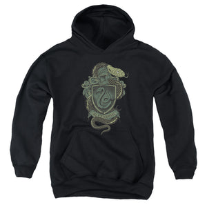 AN OFFCIALLY LICENSED HARRY POTTER SLYTHERIN SNAKE CREST YOUTH HOODIE BLACK