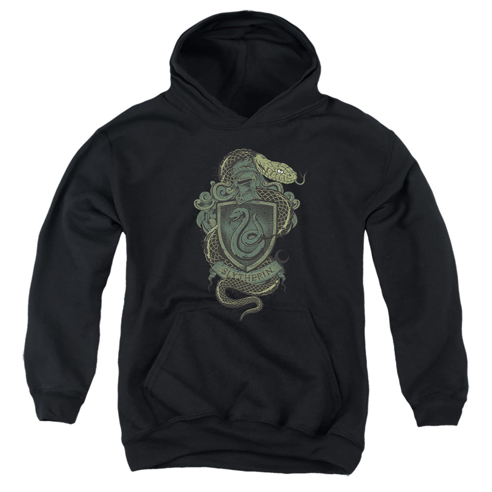 AN OFFCIALLY LICENSED HARRY POTTER SLYTHERIN SNAKE CREST YOUTH HOODIE BLACK
