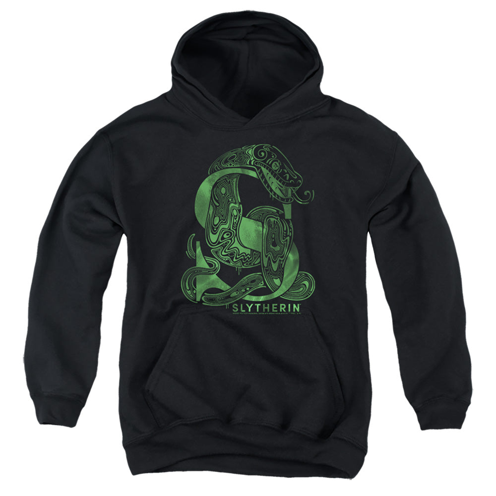 AN OFFCIALLY LICENSED HARRY POTTER SLYTHERIN S LOGO YOUTH HOODIE BLACK