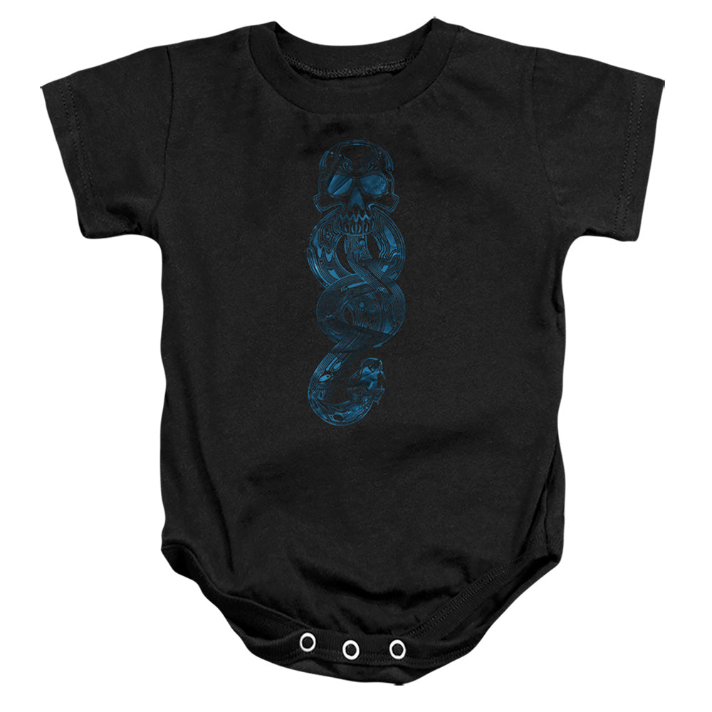 AN OFFCIALLY LICENSED HARRY POTTER DEATH EATER DARK MARK LOGO BABY BODYSUIT BLACK
