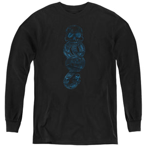 AN OFFCIALLY LICENSED HARRY POTTER DEATH EATER DARK MARK LOGO YOUTH LONG SLEEVE T-SHIRT BLACK