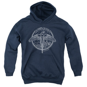 AN OFFCIALLY LICENSED HARRY POTTER THE ORDER OF THE PHOENIX CIRCLE LINE ART YOUTH HOODIE NAVY