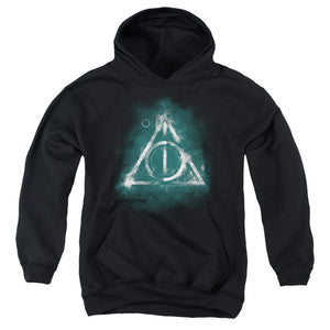 AN OFFCIALLY LICENSED HARRY POTTER GEOMETRIC DEATHLY HALLOWS YOUTH HOODIE BLACK