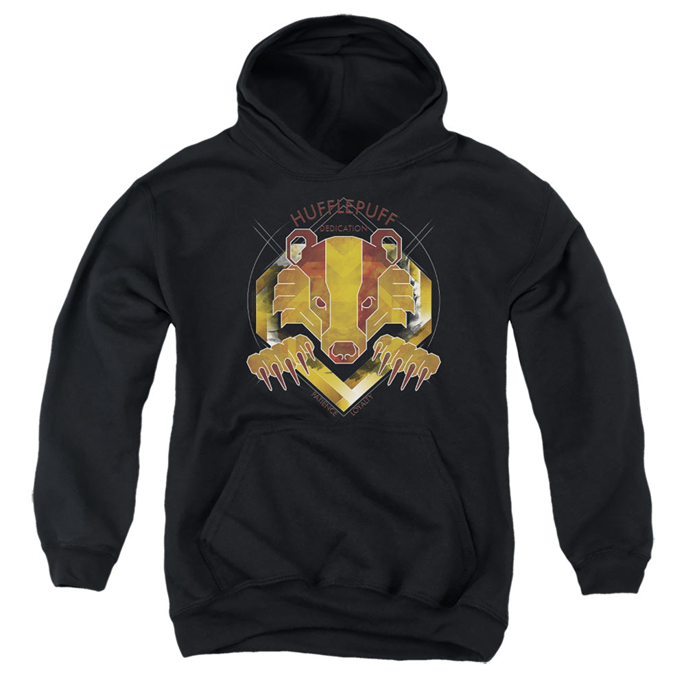 AN OFFCIALLY LICENSED HARRY POTTER HUFFLEPUFF DEDICATION PATIENCE LOYALTY YOUTH HOODIE BLACK