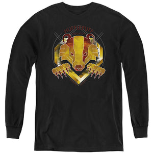 AN OFFCIALLY LICENSED HARRY POTTER HUFFLEPUFF DEDICATION PATIENCE LOYALTY YOUTH LONG SLEEVE T-SHIRT BLACK