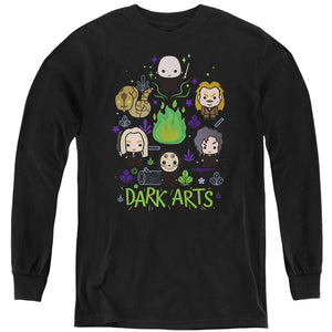 AN OFFCIALLY LICENSED HARRY POTTER DARK ARTS CHIBIS YOUTH LONG SLEEVE T-SHIRT BLACK