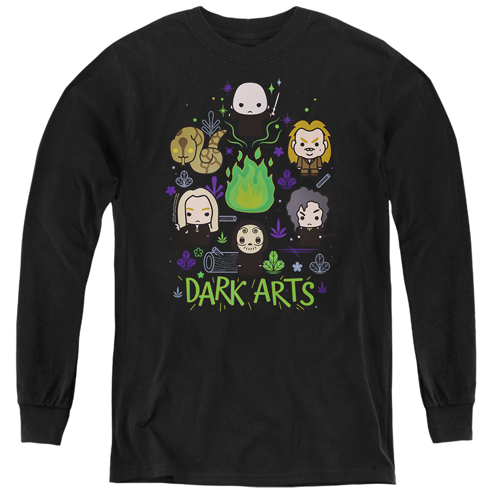 AN OFFCIALLY LICENSED HARRY POTTER DARK ARTS CHIBIS YOUTH LONG SLEEVE T-SHIRT BLACK