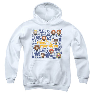 AN OFFCIALLY LICENSED HARRY POTTER MISCHIEF MANAGED CHIBIS YOUTH HOODIE WHITE