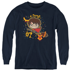 AN OFFCIALLY LICENSED HARRY POTTER 07 QUIDDITCH CHIBI YOUTH LONG SLEEVE T-SHIRT NAVY