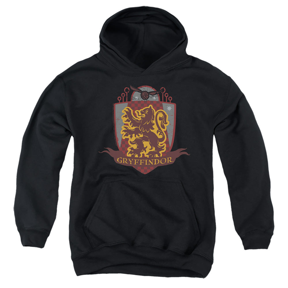 AN OFFCIALLY LICENSED HARRY POTTER GRYFFINDOR QUIDDITCH SHIELD LOGO YOUTH HOODIE BLACK
