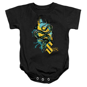 AN OFFCIALLY LICENSED HARRY POTTER URBAN ELEGANCE SLYTHERIN SNAKE BABY BODYSUIT BLACK