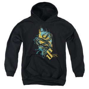 AN OFFCIALLY LICENSED HARRY POTTER URBAN ELEGANCE SLYTHERIN SNAKE YOUTH HOODIE BLACK