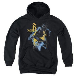 AN OFFCIALLY LICENSED HARRY POTTER URBAN ELEGANCE RAVENCLAW RAVEN YOUTH HOODIE BLACK