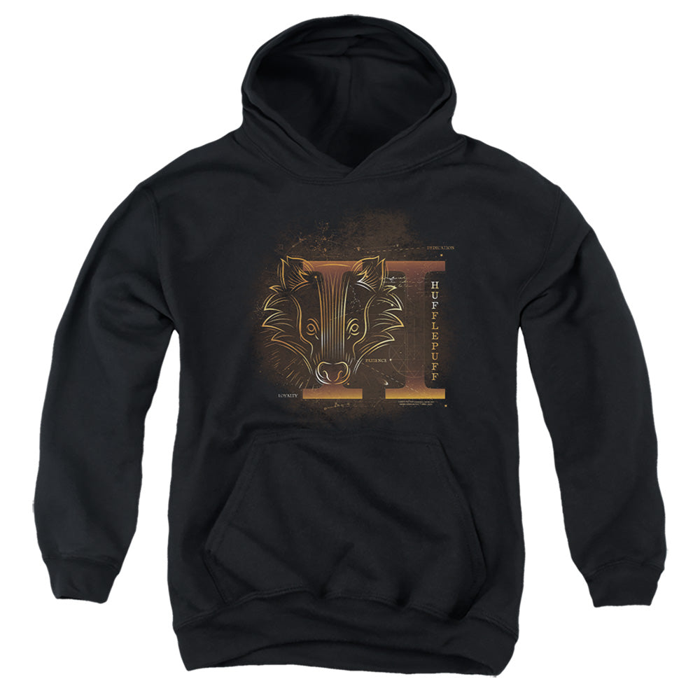 AN OFFCIALLY LICENSED HARRY POTTER CELESTIAL NOMAD HUFFLEPUFF YOUTH HOODIE BLACK