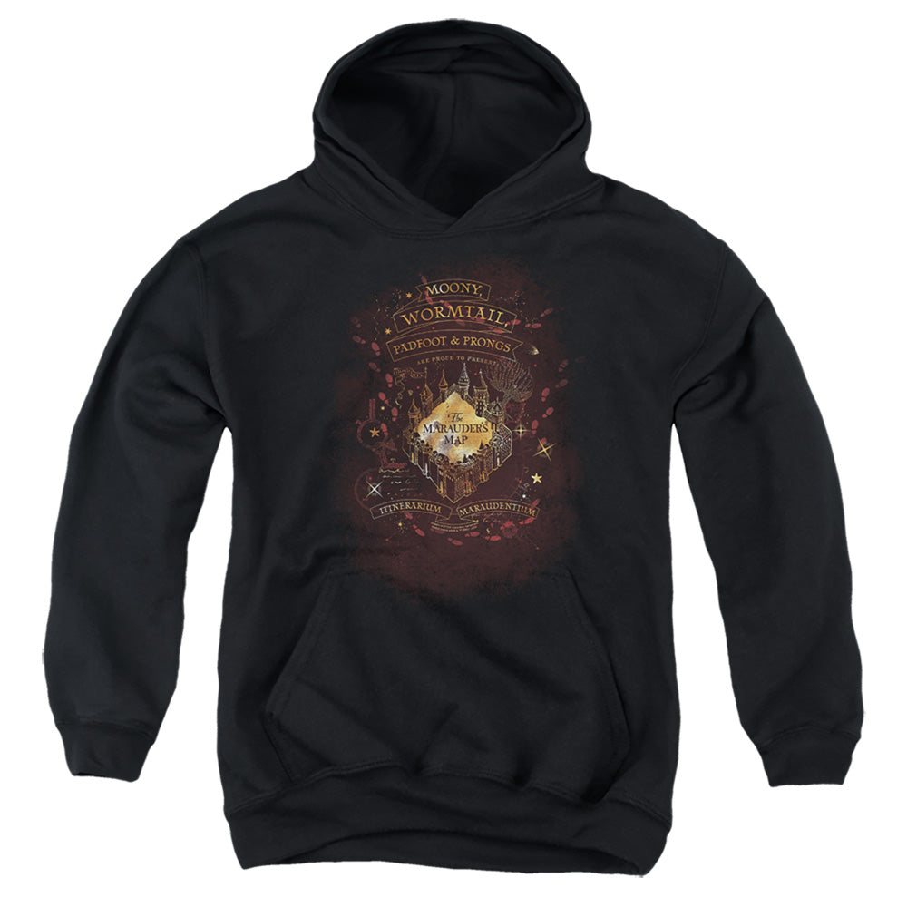 AN OFFCIALLY LICENSED HARRY POTTER CELESTIAL MARAUDERS MAP YOUTH HOODIE BLACK