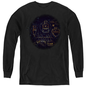 AN OFFCIALLY LICENSED HARRY POTTER POTIONS CLASS YOUTH LONG SLEEVE T-SHIRT BLACK