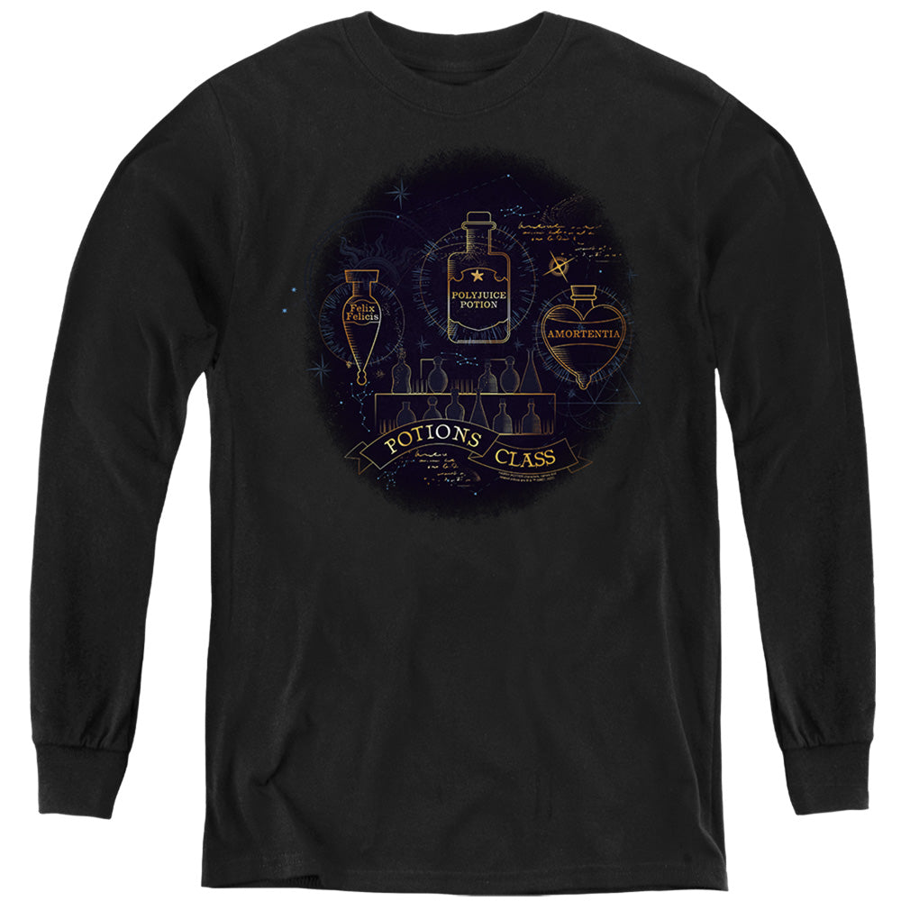 AN OFFCIALLY LICENSED HARRY POTTER POTIONS CLASS YOUTH LONG SLEEVE T-SHIRT BLACK
