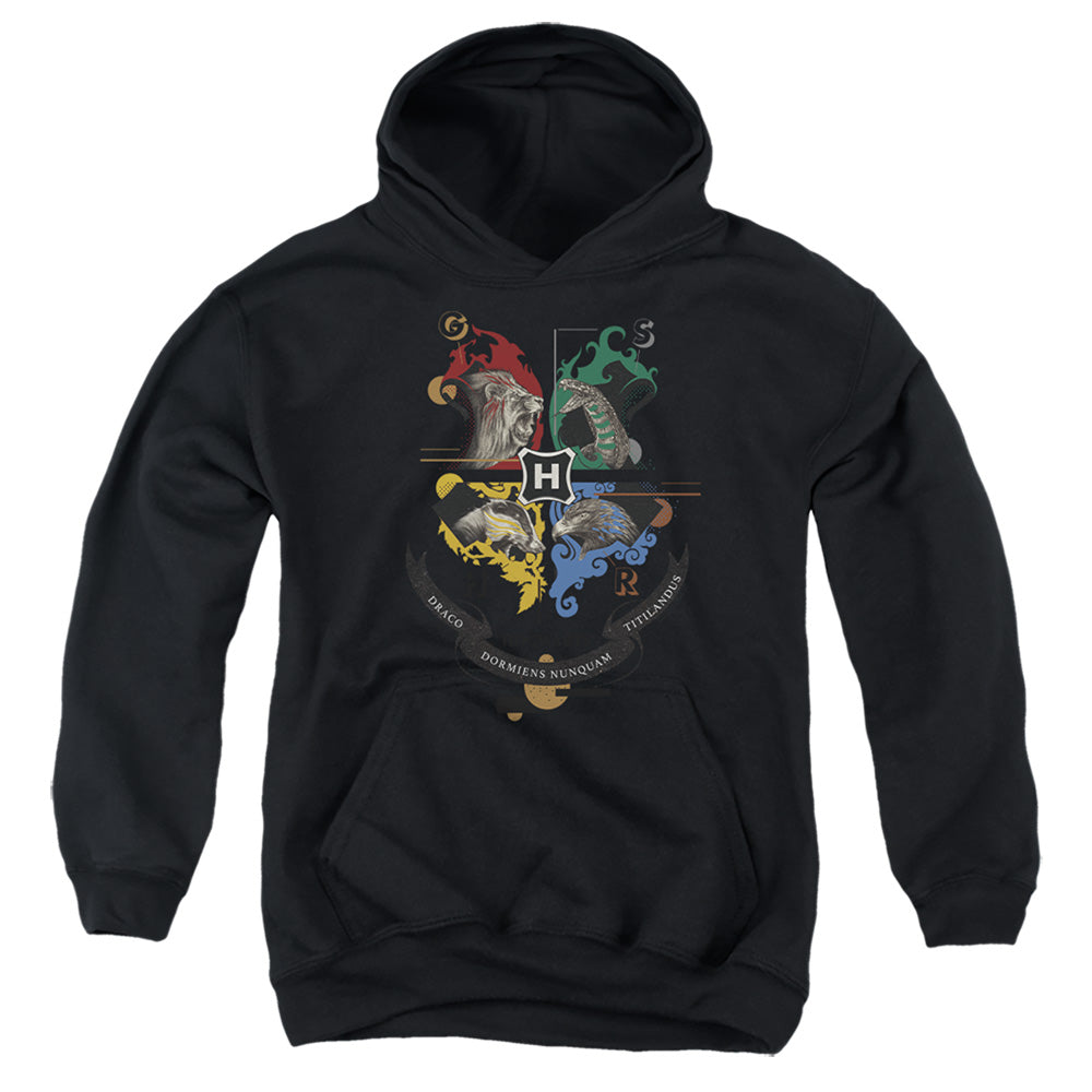 AN OFFCIALLY LICENSED HARRY POTTER HOGWARTS MAGICIAL MISCHIEF LEVEL UP CREST YOUTH HOODIE BLACK