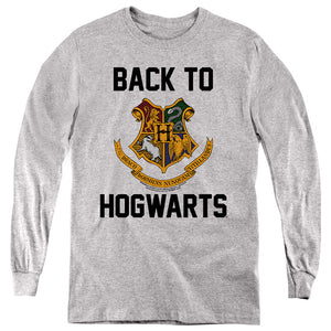 AN OFFCIALLY LICENSED HARRY POTTER I'D RATHER BE AT HOGWARTS 2 YOUTH LONG SLEEVE T-SHIRT ATHLETIC HEATHER