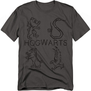 AN OFFCIALLY LICENSED HARRY POTTER LITERARY CRESTS MEN'S REGULAR FIT T-SHIRT CHARCOAL