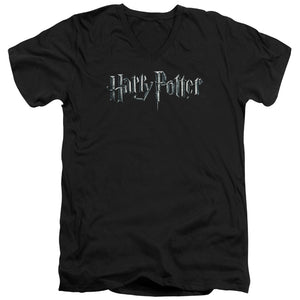 AN OFFCIALLY LICENSED HARRY POTTER LOGO MEN'S V-NECK T-SHIRT BLACK