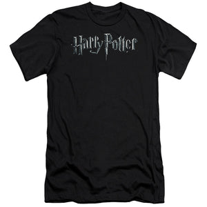 AN OFFCIALLY LICENSED HARRY POTTER LOGO MEN'S PREMIUM SLIM FIT T-SHIRT BLACK