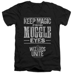 AN OFFCIALLY LICENSED HARRY POTTER WIZARDS UNITE HIDDEN MAGIC MEN'S V-NECK T-SHIRT BLACK