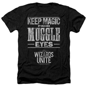 AN OFFCIALLY LICENSED HARRY POTTER WIZARDS UNITE HIDDEN MAGIC MEN'S HEATHER T-SHIRT CHARCOAL