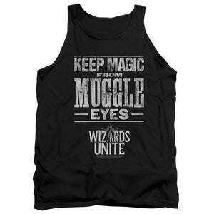 AN OFFCIALLY LICENSED HARRY POTTER WIZARDS UNITE HIDDEN MAGIC ADULT UNISEX TANK TOP BLACK