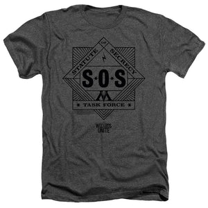 AN OFFCIALLY LICENSED HARRY POTTER WIZARDS UNITE SOS TASK FORCE MEN'S HEATHER T-SHIRT CHARCOAL