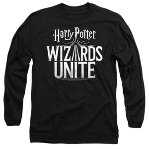 AN OFFCIALLY LICENSED HARRY POTTER WIZARDS UNITE WIZARDS UNITE LOGO MEN'S LONG SLEEVE T-SHIRT BLACK