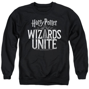 AN OFFCIALLY LICENSED HARRY POTTER WIZARDS UNITE WIZARDS UNITE LOGO ADULT UNISEX CREWNECK SWEATSHIRT BLACK