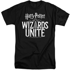 AN OFFCIALLY LICENSED HARRY POTTER WIZARDS UNITE WIZARDS UNITE LOGO MEN'S TALL FIT T-SHIRT BLACK