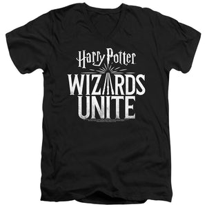 AN OFFCIALLY LICENSED HARRY POTTER WIZARDS UNITE WIZARDS UNITE LOGO MEN'S V-NECK T-SHIRT BLACK