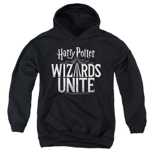 AN OFFCIALLY LICENSED HARRY POTTER WIZARDS UNITE WIZARDS UNITE LOGO YOUTH HOODIE BLACK
