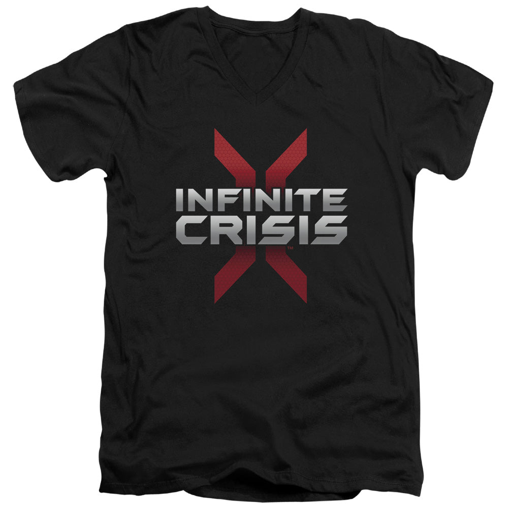 AN OFFCIALLY LICENSED INFINITE CRISIS LOGO MEN'S V-NECK T-SHIRT BLACK