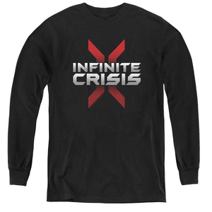 AN OFFCIALLY LICENSED INFINITE CRISIS LOGO YOUTH LONG SLEEVE T-SHIRT BLACK