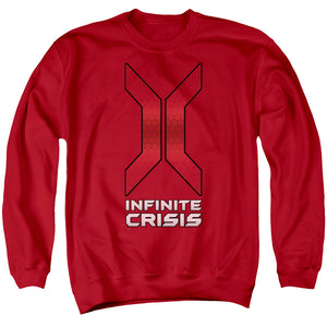 AN OFFCIALLY LICENSED INFINITE CRISIS TITLE ADULT UNISEX CREWNECK SWEATSHIRT RED