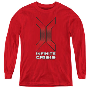 AN OFFCIALLY LICENSED INFINITE CRISIS TITLE YOUTH LONG SLEEVE T-SHIRT RED