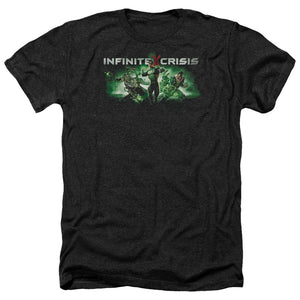 AN OFFCIALLY LICENSED INFINITE CRISIS IC GREEN MEN'S HEATHER T-SHIRT CHARCOAL