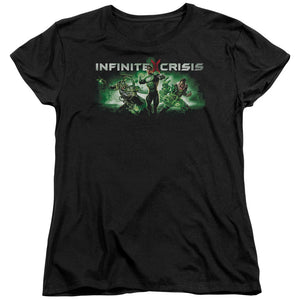 AN OFFCIALLY LICENSED INFINITE CRISIS IC GREEN WOMEN'S REGULAR FIT T-SHIRT BLACK