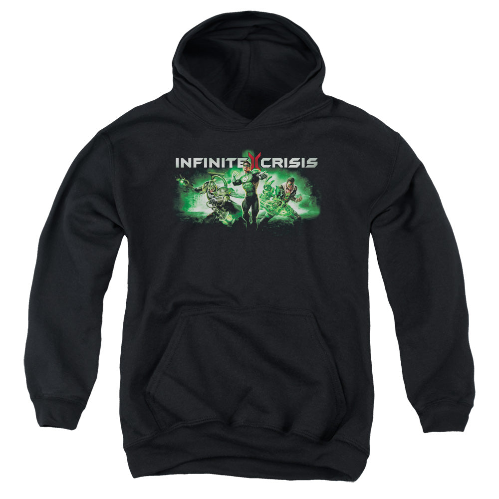 AN OFFCIALLY LICENSED INFINITE CRISIS IC GREEN YOUTH HOODIE BLACK