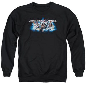 AN OFFCIALLY LICENSED INFINITE CRISIS IC BLUE ADULT UNISEX CREWNECK SWEATSHIRT BLACK
