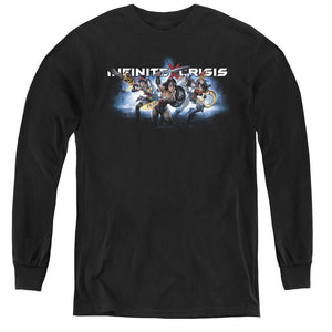 AN OFFCIALLY LICENSED INFINITE CRISIS IC BLUE YOUTH LONG SLEEVE T-SHIRT BLACK
