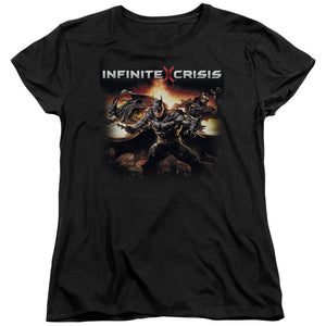 AN OFFCIALLY LICENSED INFINITE CRISIS BATMEN WOMEN'S REGULAR FIT T-SHIRT BLACK